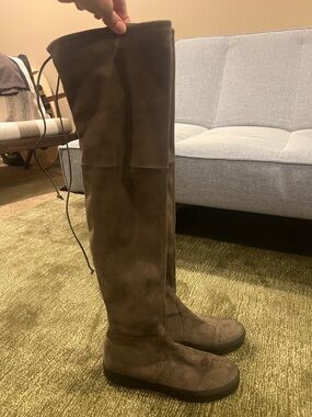 Stuart Weitzman Playtime Over-the-Knee Boots - Brown Suede